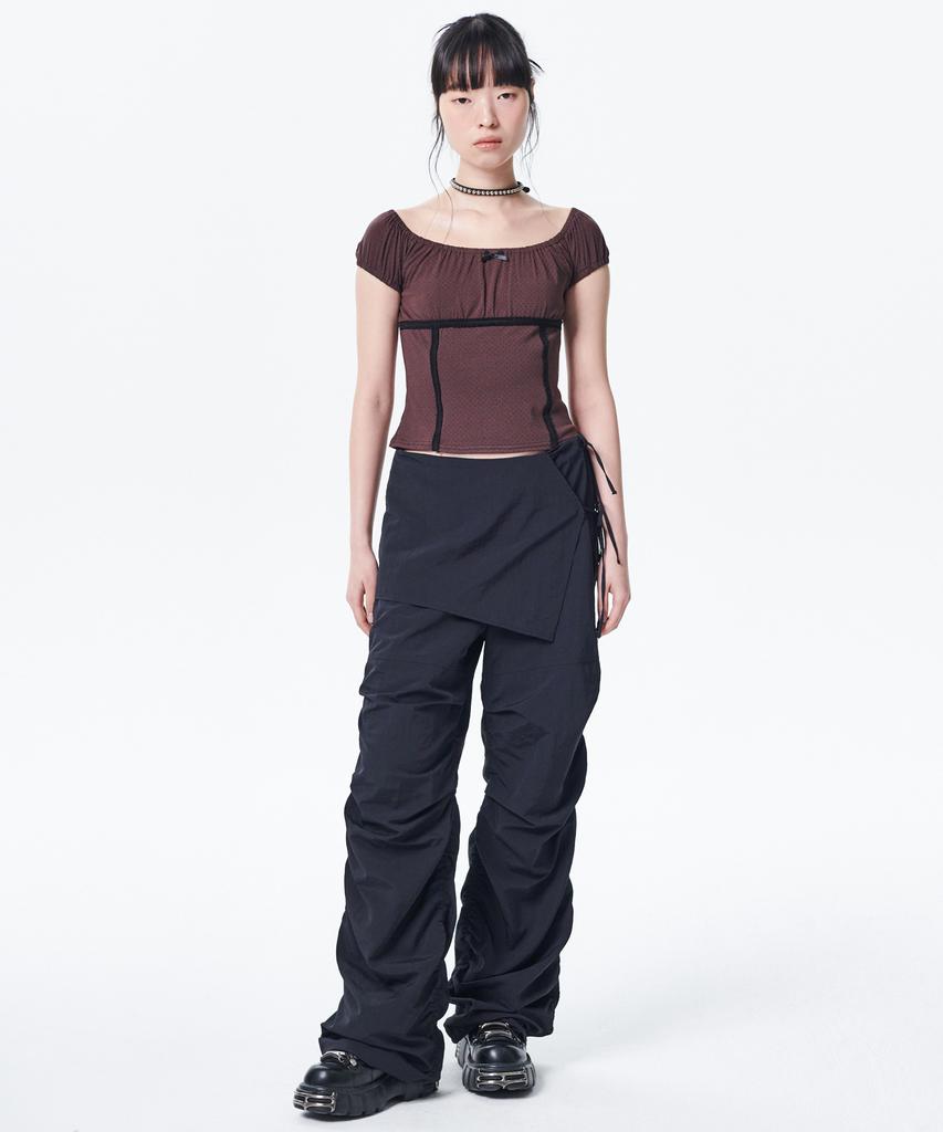 Leoninghai Polka Dot Slim Top [Brown]