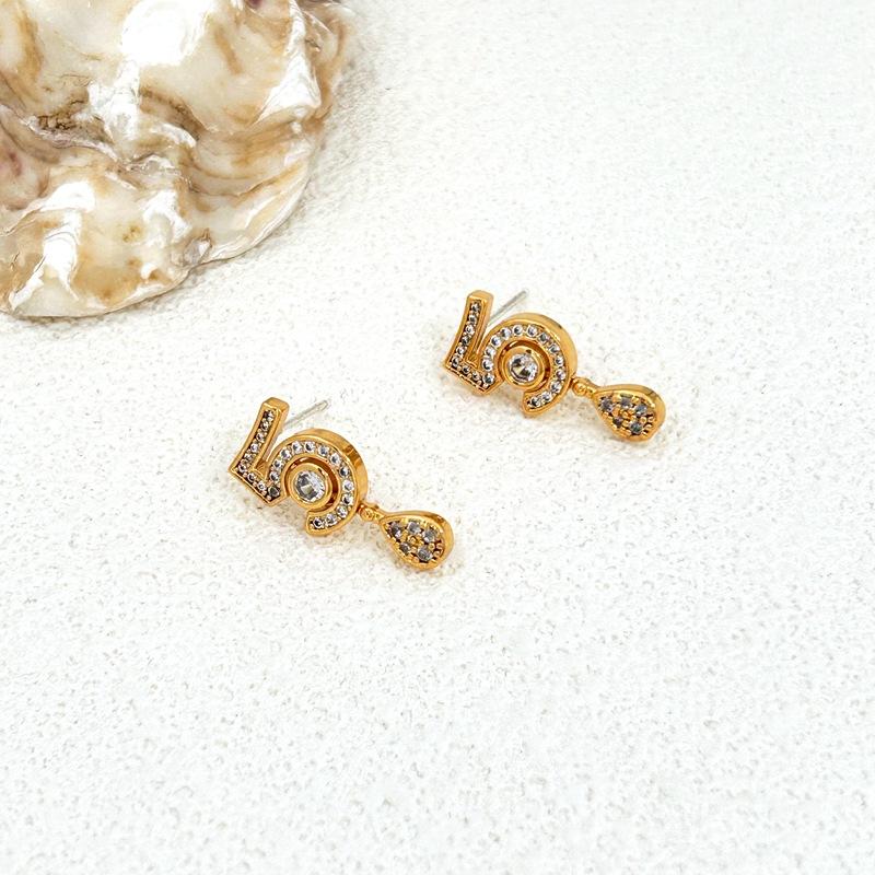 Fashion Digital Shape Micro-Inlaid Zircon Stud Earrings For Women