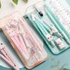 9PCS/Set Eraser Ruler Set Transparent Measuring Ruler Multi-Function Protractor  School Office