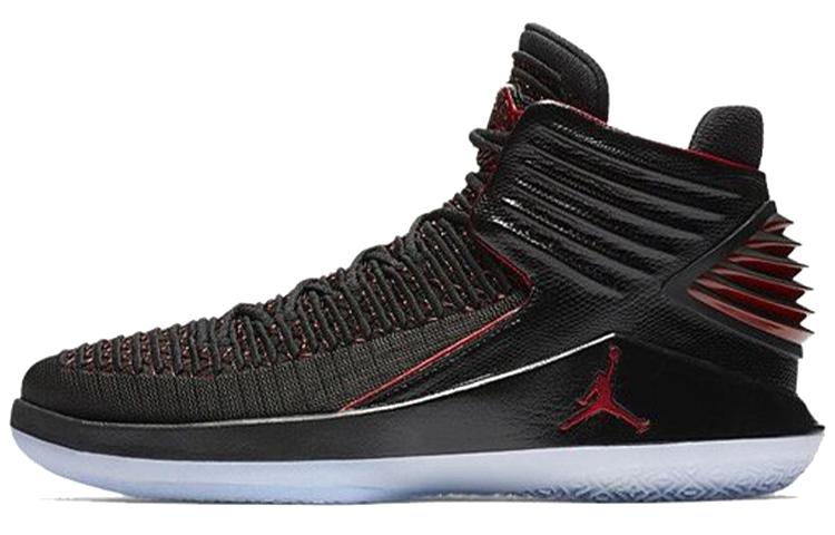Jordan Air Jordan 32 Bred MJ Day Dämpfung Rutschfest Gleichgewicht Mittelhohe Basketballschuhe Herren Schwarz Rot AH3348-001 42.5 gray