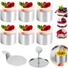 Stainless Steel Round Cake Molds 6-Pack, 7.5cm Mousse Ring Pastry Cutter with Cake Press and Lifter, Baking Ring for Dessert