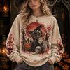 Women's Halloween Theme Crewneck Sweatshirt Casual Pullover Top