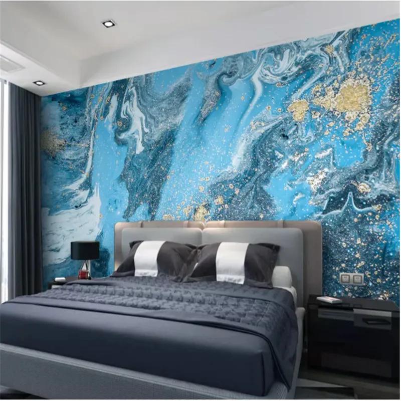 Modern Wallpaper Blue Abstract Marble Mural Wallpaper For Living Room Bedroom Wall Papers Home Decor