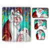 Christmas Shower Curtain Floor Mat Combination Four-Piece Set Bathroom Toilet Carpet Shower Room Mat Foot Mat