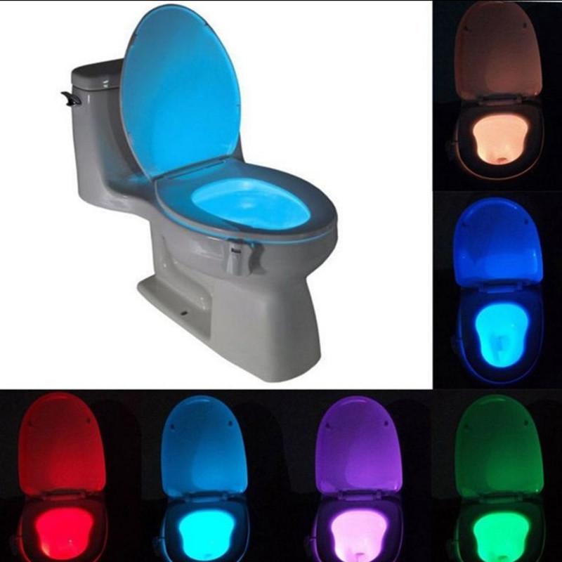 Rechargeable Bathroom Night Light With Sensor And 8 Color Options For Modern Toilets
