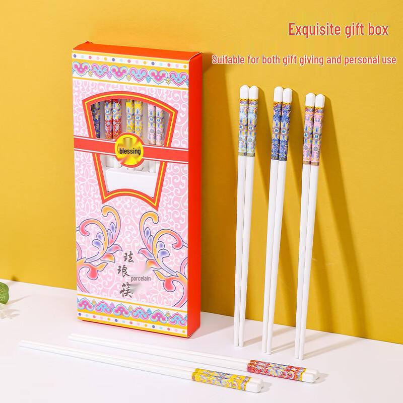 Ruhan Enamel Ceramic Chopsticks - 15 Pairs Mixed Set