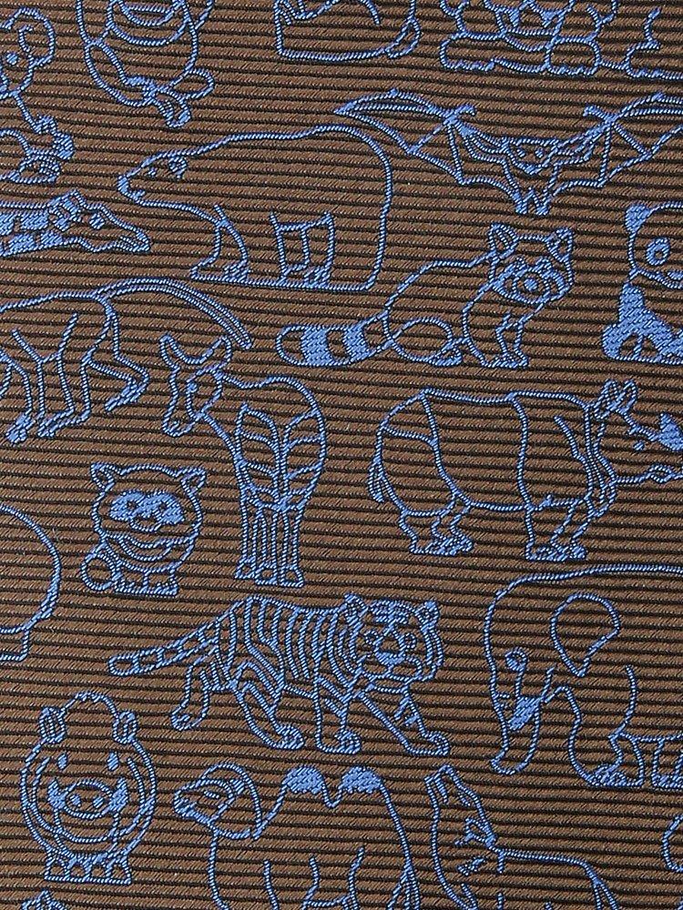 Colorata Mammal Tie x cm Brown Blue Animal Print Silk Jacquard Elephant Animal Gift Present [COLORATA] (145 8.5 / & / / 100% / Weave) Bear, Tiger, (24