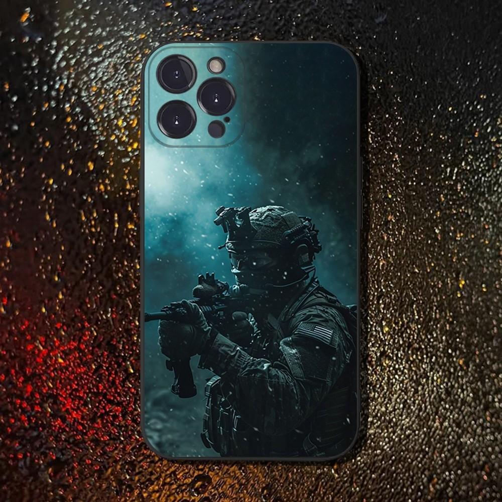 Army Special Forces Phone Case For iPhone 16,15,14,13,12,11 Plus,Pro Max,XS,X,XR,SE,Mini,8,7,Soft Silicone Black Cover