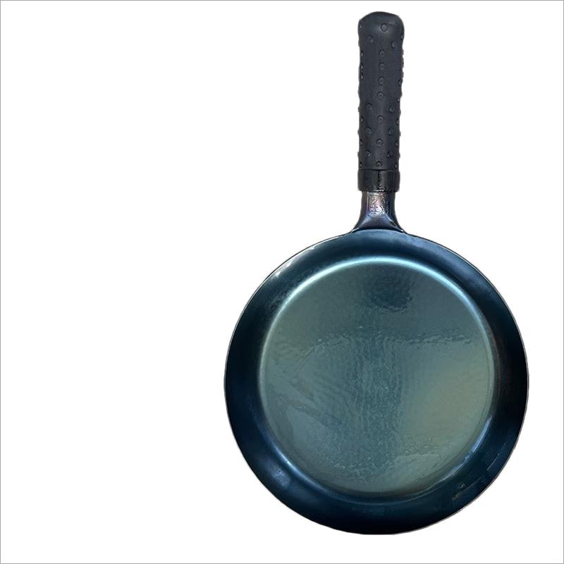 Traditional Hand-Forged Wrought Iron Flat-Bottom Fry Pan