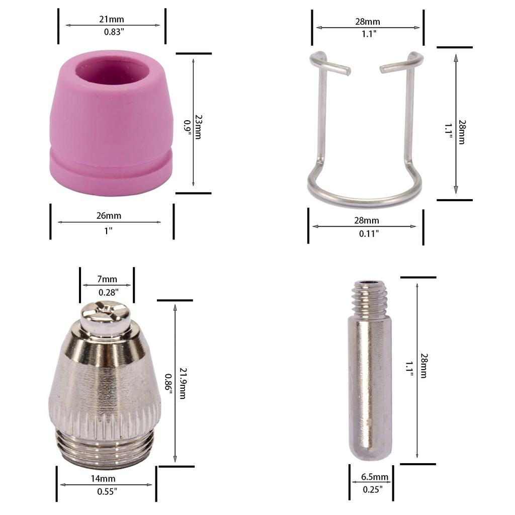 KERUE SG-55 AG-60 WSD-60 Plasma Cutter Cutting Torch Tip Nozzle Consumables Kit (24 pieces)