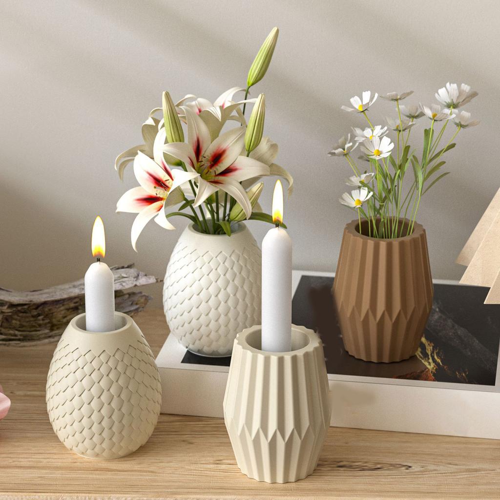Dragon's Egg/Striped Flower Vase Mould Flexible Silicone Mold for Handmade Desktop Decoration Jewelry Molding Tool