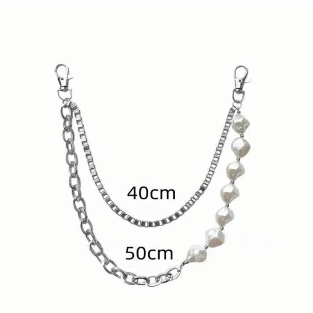 Irregular Punk Street Keychains Chain Y2K Biker Pants Chain Pearl Waist Chain Clothing Accessories