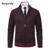 Men's Stand-Up Collar Knitted Cardigan - Thick Ribbed Velvet Sweater for Autumn/Winter (Middle-Aged & Elderly)