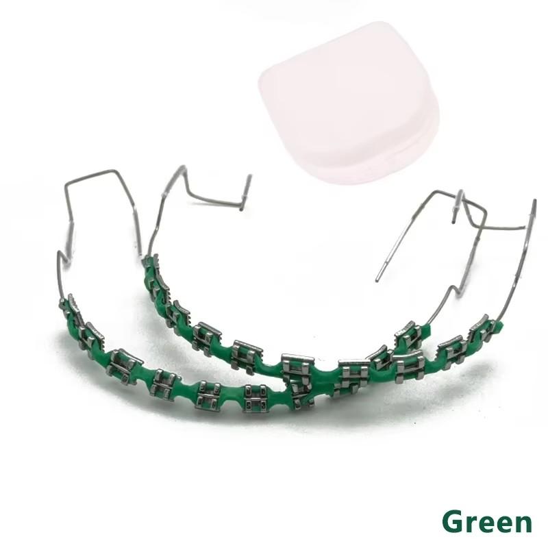 1Pair Fake Braces Colorful Brackets For Teeth Temporary Metal Wires Metal Bracket Orthodontic Ligature Ties Dental