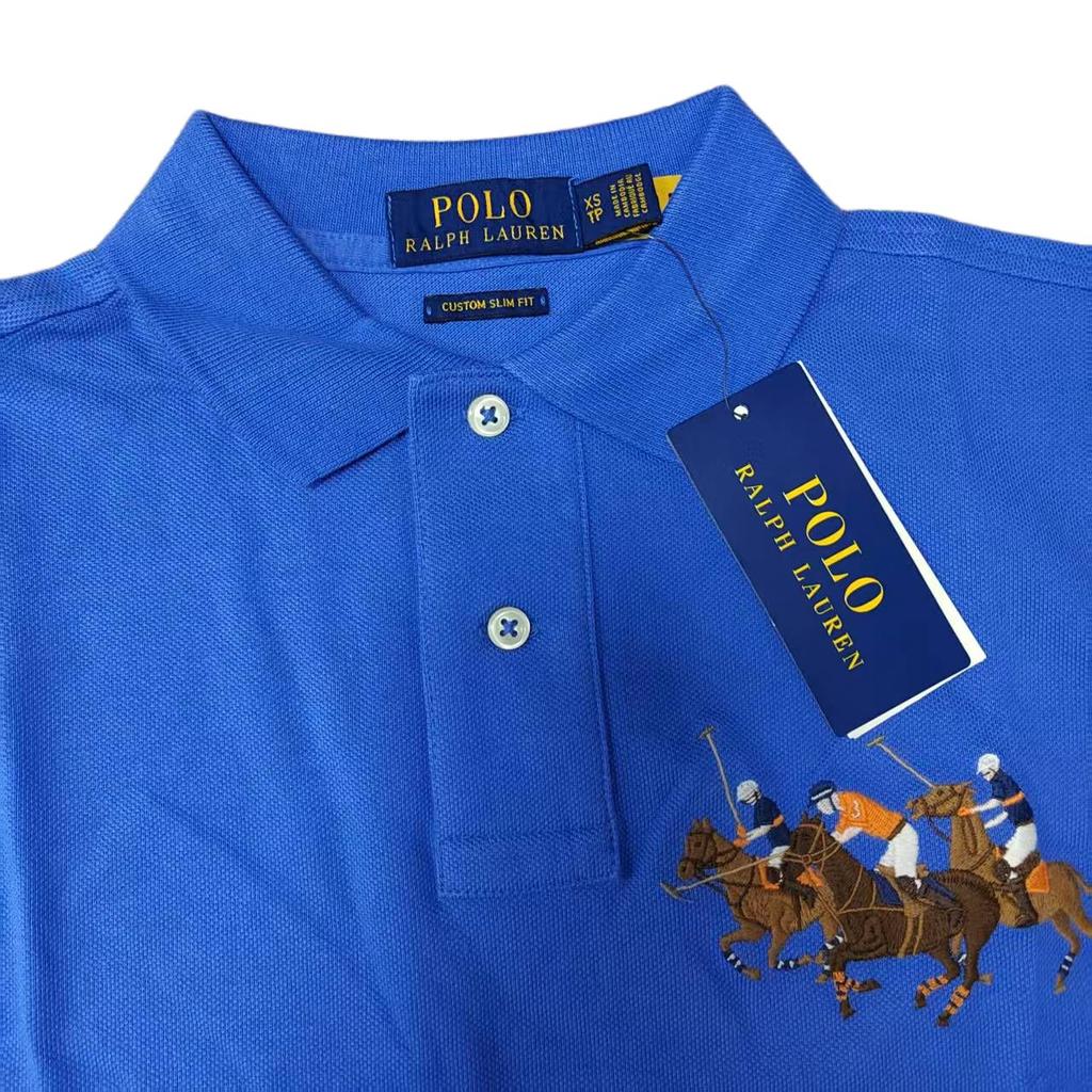 Polo Ralph Lauren Embroidered Logo Short Sleeve Polo Shirt Men Tops Blue 710814437-013