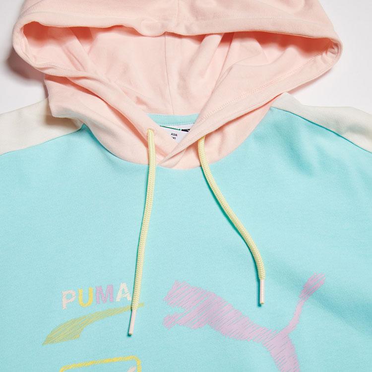 Puma Florida Buchstaben Logo Print Color Block Kordelzug Hoodie Unisex Hoodies Hellblau 534005-62
