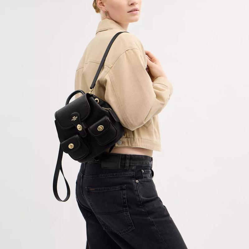 Coach Zaino Hadley 23 Logo Pelle Liscia Medio Donna Nero