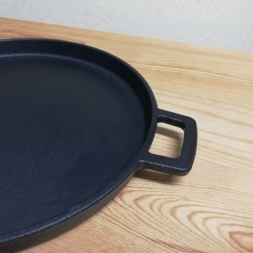 26cm Round Cast Iron Iron Plate, Approximately 5mm Thick, Perfect for Okonomiyaki, Yakiniku, Steak, Yakisoba, and Monjayaki. Compatible with Gas and I