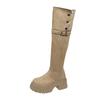 Thick-soled high-heeled knight boots for women's 2025 autumn and winter new velvet high-heeled knee boots, two wear lamb wool boots