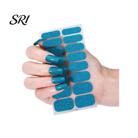 DIY Nail Strip Glitter Polish Strips with File Easy Apply Remove Self Adhesive Women Stickers Full Sticker Home Manicure Art Decoration Wrap Decals