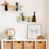 Modern Floating Wall Shelves Set of 2,40cm White Home and Kitchen Room Decor,Handmade Wickerwork Wall Mounted Shelves,Hanging Storage Shelves