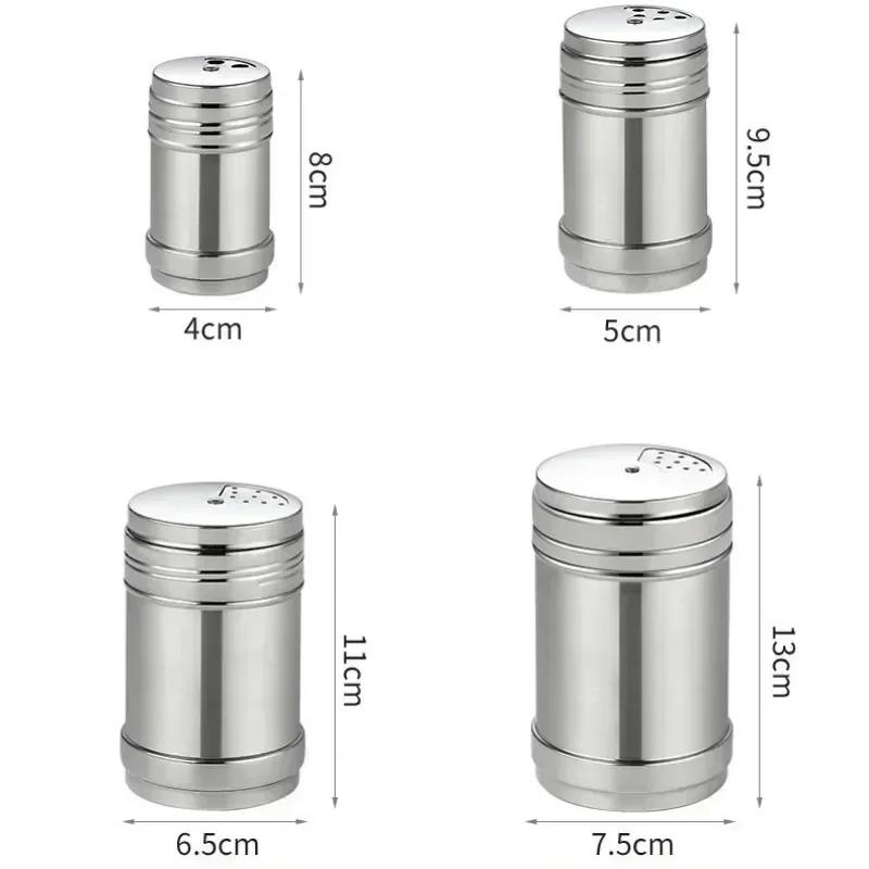 Stainless Steel Salt Spice Sugar Pepper Flavour Bottles Shaker, Airtight, Rotatable Seasoning Shaker, Kitchen Gadget