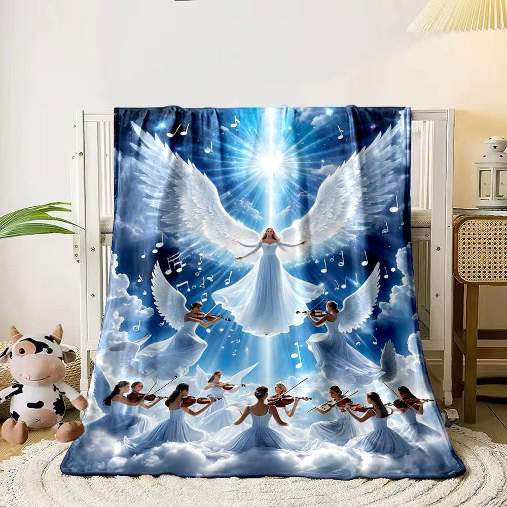 Angelic Violin Choir Blanket  Printed Blanket for Living Room Bed Couch lunch break Soft Cozy Blanket for Friend's festival Gift