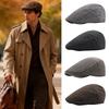 Autumn Winter Vintage Men Beret Hats Warm Casual Flat Hat Adjustable Classic Octagonal Cap Men