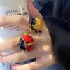 Geometric Painting Ring Korean Style Chunky Enamel Ring Vintage Insect Drip Oil Ring  Friend