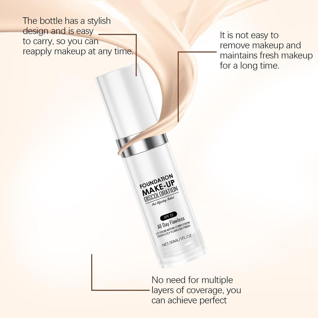 Temperature-changing Liquid Foundation, Moisturizing, Natural Concealing, Long-lasting, Hydrating, Non-fading, Brightening 30ml