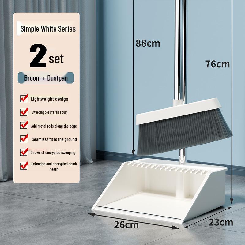 Enhanced Thickened Broom & Dustpan Set: Non-Stick, Hair-Resistant Sweeping Tool with Squeegee