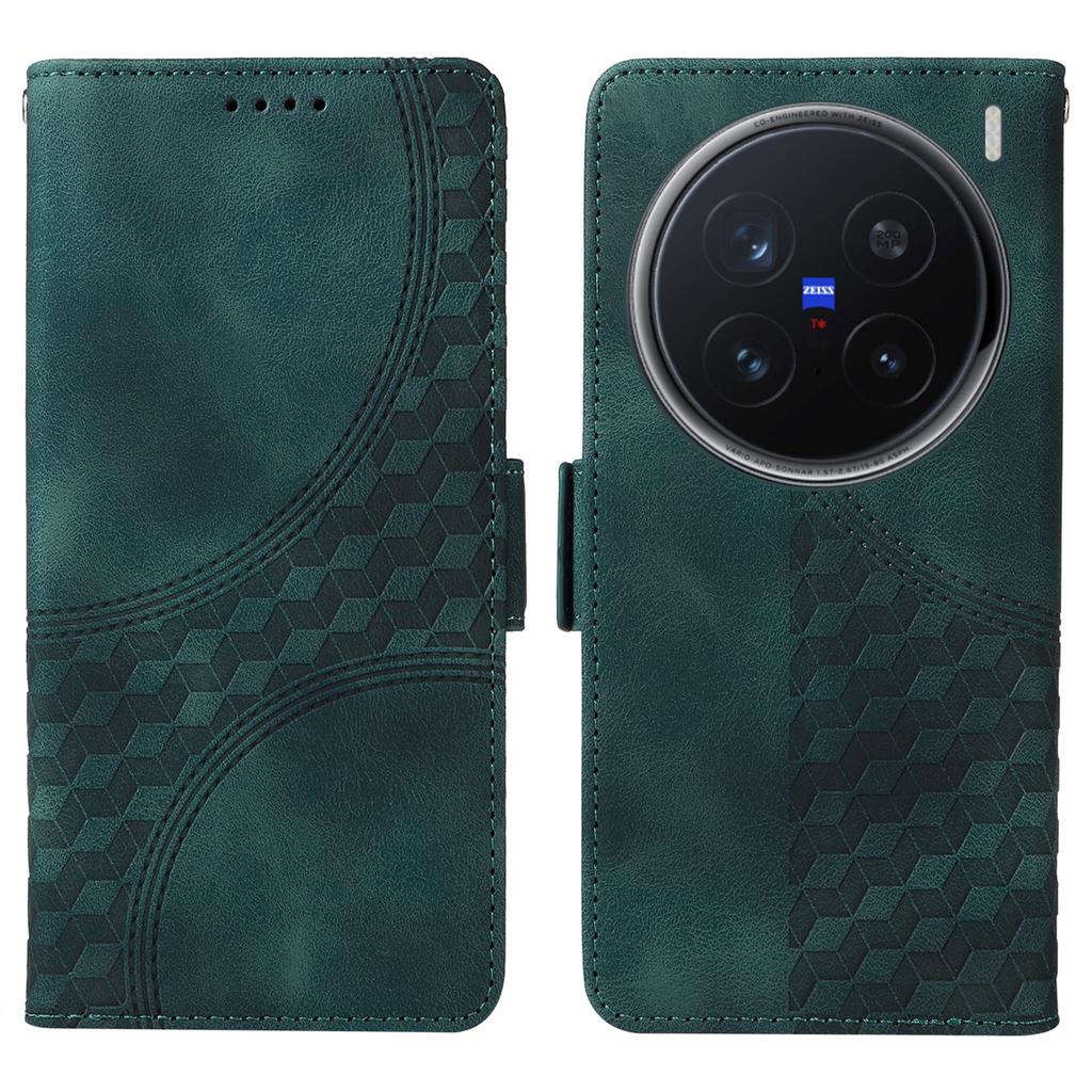 For vivo X200 Pro 5G Case PU Leather Phone Cover Rhombus Starry Imprinted