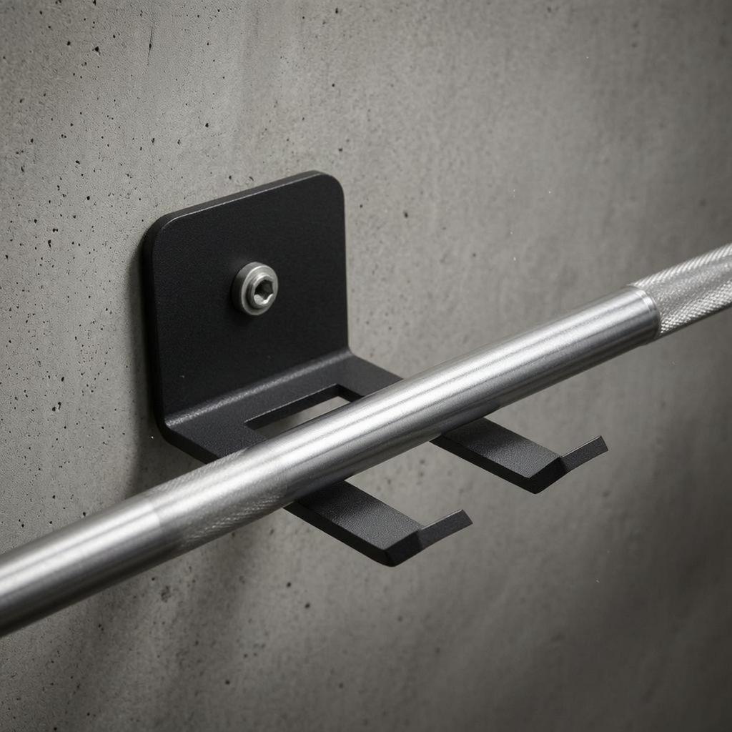 Wall-Mounted Fitness Hook Black Two-Prong Storage Bracket 4 Mm Thick