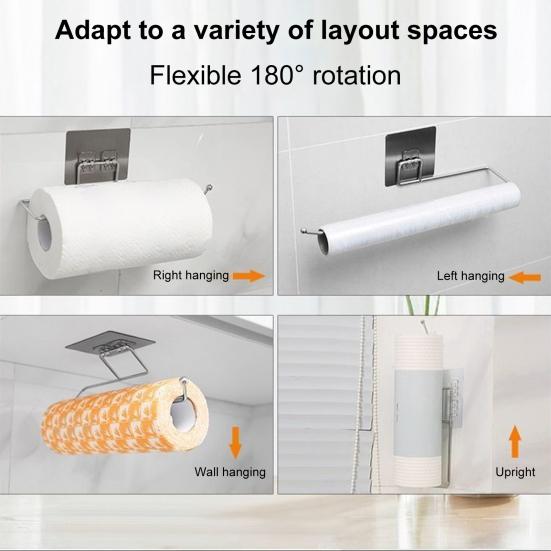 180 Degrees Rotation Paper Roll Holder Wall Mounted Stainless Steel Moisture-proof Paper Towel Rack Bathroom Accessories