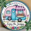 Enjoy The Journey Round Metal Sign Wall Decor Van Home