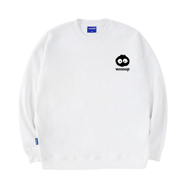 Wassup Little Monster American-Style Heavyweight Sweatshirt for Men and Women, Autumn and Winter Fleece-Lined, Loose Casual Trendy Crew Neck Top