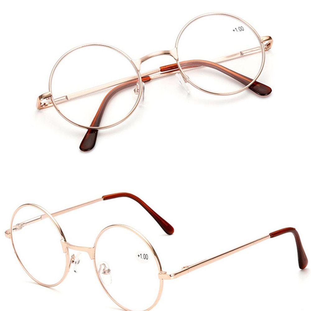 Round Metal Reading Glasses Spring Hinge Eyeglasses Retro Presbyopic Glasses Vision Care +1.00~+4.0 Diopter Metal Frame Glasses