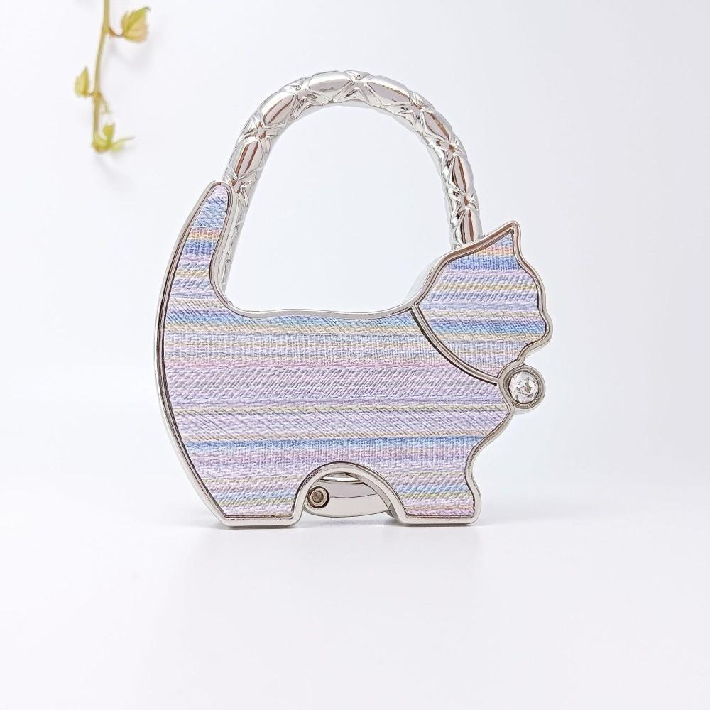 Cute Shape Cat Handbag Hook Lovely Design Foldable Folding Bag Hook Portable Alloy Material Table Edge Hook Home Decoration