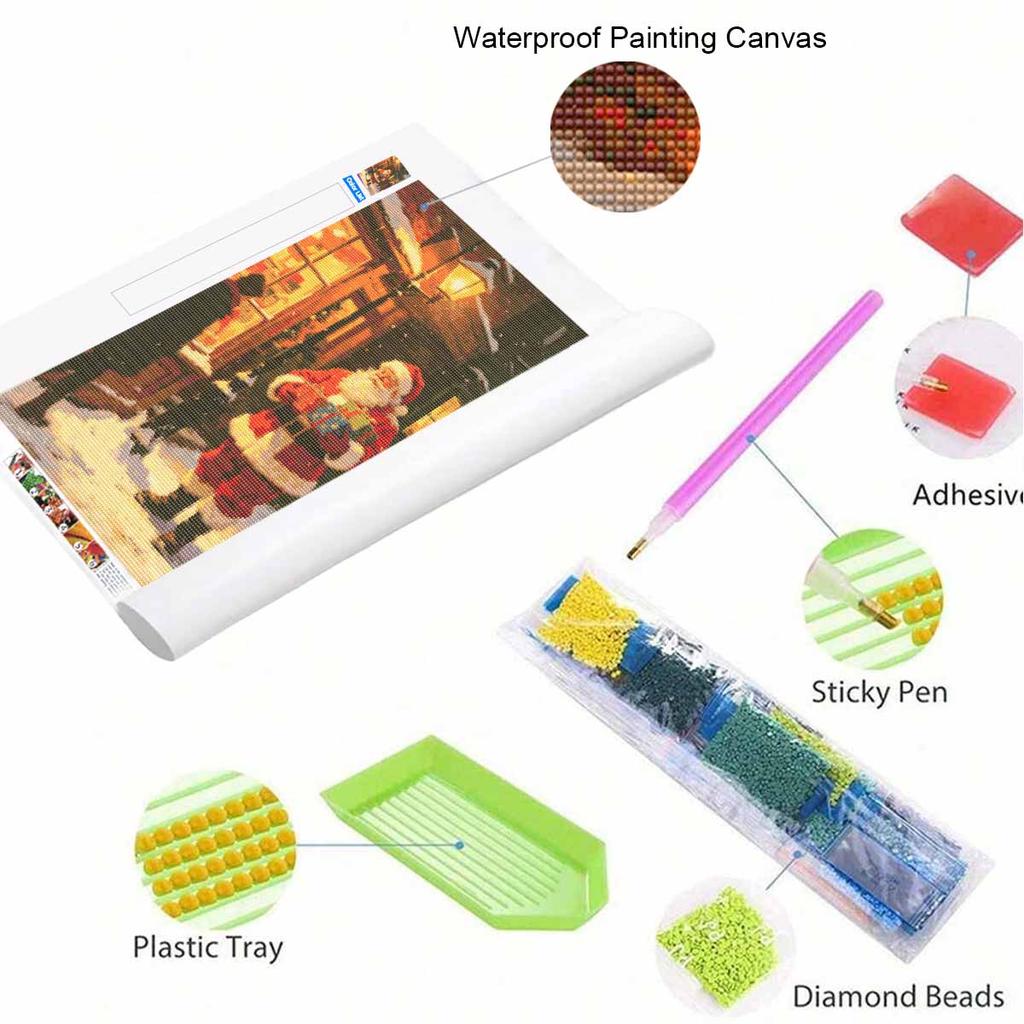 DIY 5D Diamond Painting Canvas Christmas Santa Full Drill Art Kit Easy Creative Craft for Beginners Home Decor and Gift Present