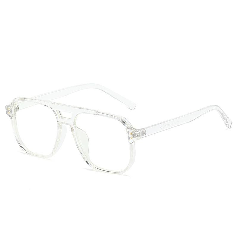 Hot Pilot Glasses Frame, Retro Double Bridge Square Flat Mirror