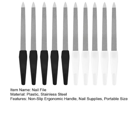 10Pcs Stainless Steel Nail File Pointed Tip Non-Slip Ergonomic Handle Men Women Gel Acrylic