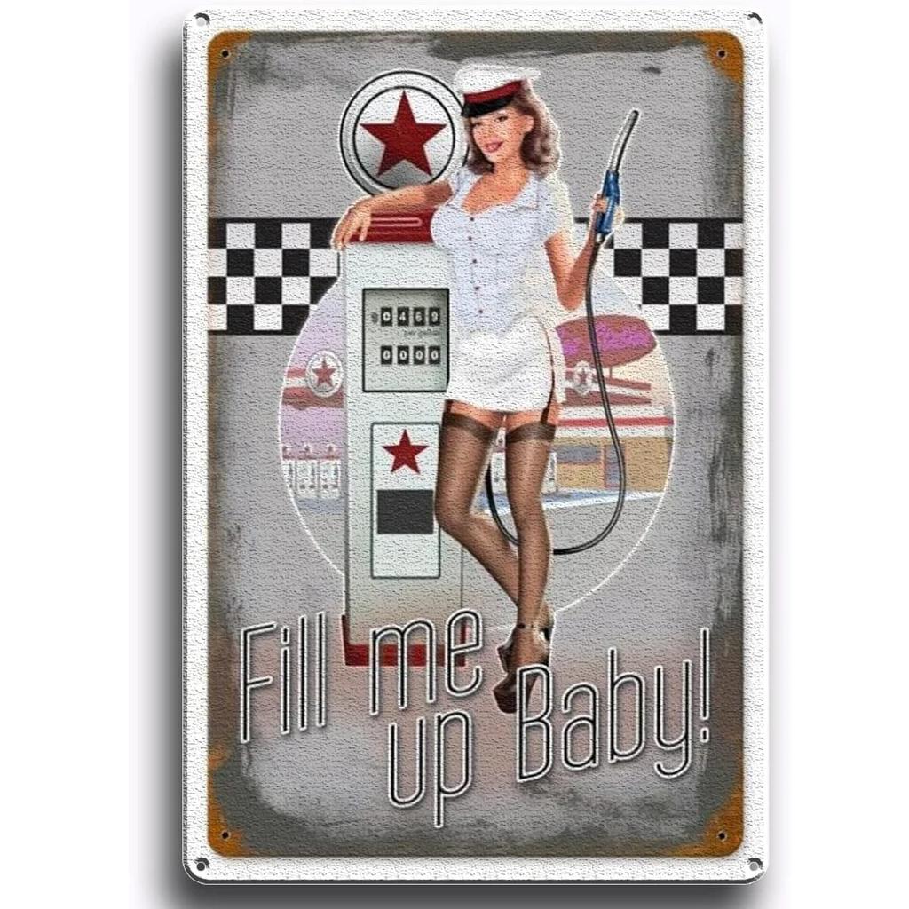 Metall Blechschilder Pinup Zündkerzen Wanddekoration Plakette Vintage Kunst Poster Eisenmalerei für Männerhöhle Zuhause Café Garage Club Bar