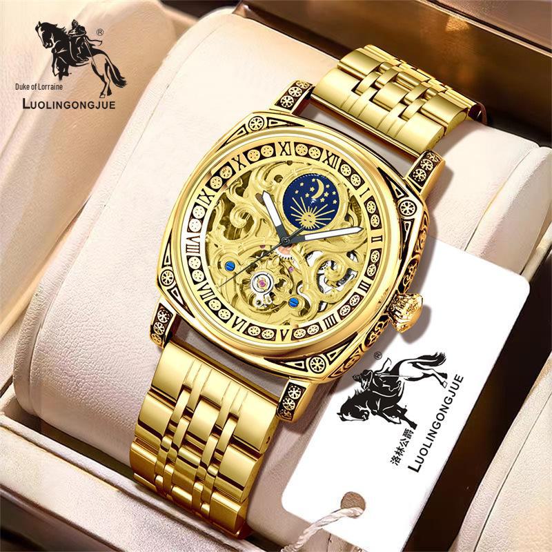Książę Lotaryngii 8838 Męski Automatyczny Zegarek ze Słońcem, Księżycem i Gwiazdą