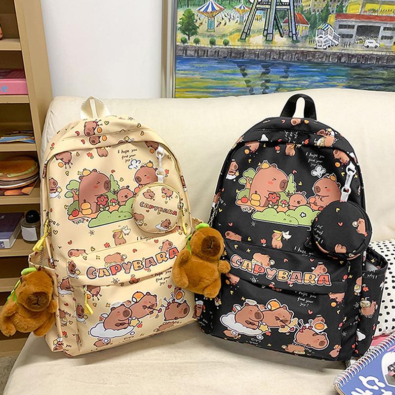 Cartoon Capybara Backpack For Girls Boys Student Teenager Children Rucksack Cute Casual Lightweight School Bags Kids Gifts