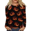 Women's Fashion Casual Long Sleeve Halloween Print Round Neck Top