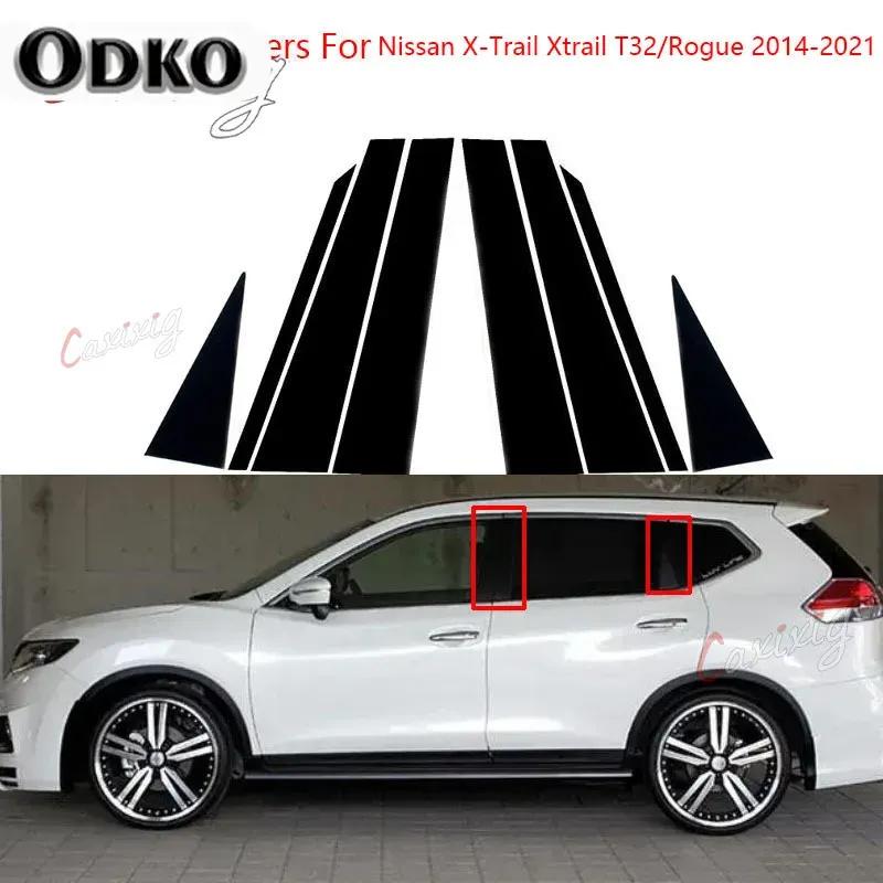 8Pcs PC Material Pillar Post Cover Door Window Molding Stickers For Nissan X-Trail T32/Rogue 2014- Car Styling Mouldings