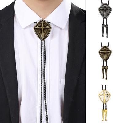 Vintage Krawaty Bolo dla Kobiet Mężczyzn Tarcza Krzyż Krawaty Western Cowboy Naszyjnik Bolo Tie Koncert Muzyczny Rodeo Biżuteria na Szyję