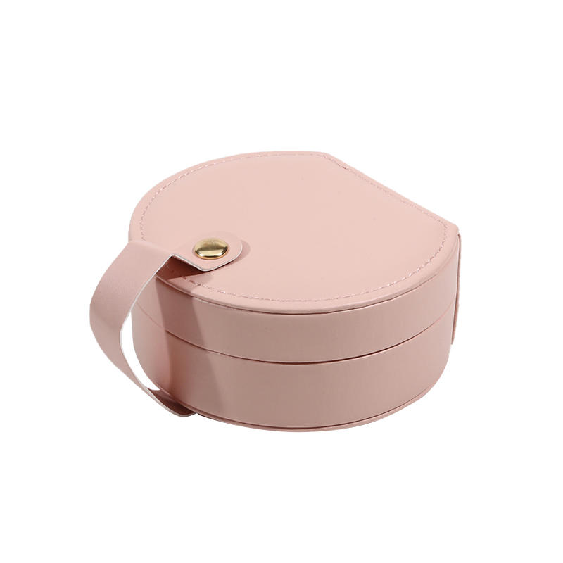 Portable Semi-Circular Small Travel Jewelry Case for Women Compact Top Handle Ring Necklace Earring Organizer Box