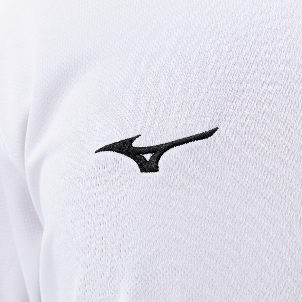Mizuno NaviDry Long Sleeve with and Size M T-Shirt U-Neck, Moisture-Wicking Quick-Drying Innerwear, Men's, White/Black, (32MAC197)