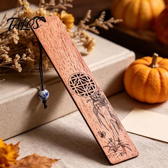 Origineller Lesezeichen Holz Lesezeichen, Handgefertigter Hohlholz Seitenmarkierer mit Perle, Chinesischer Buchstil Dekoratives Lesezubehör, Geschenk für Liebhaber,